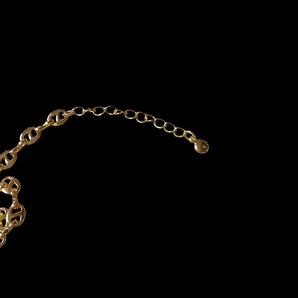 Gold Tone Link Chain Necklace Adjustable Clasp 16" Extender clasp - Picture 7 of 7